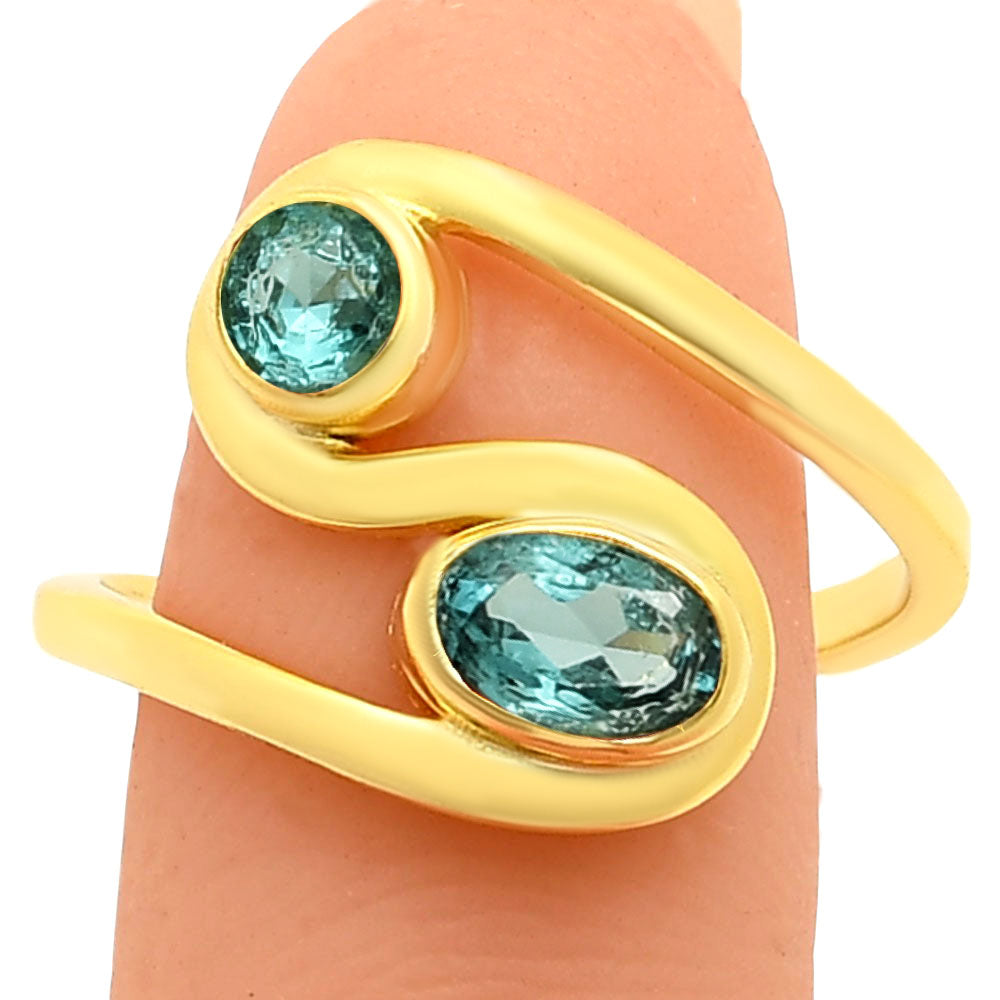 18K Gold Plated Dual Colorful Gemstone Wrap Ring Fashion Jewelry TGR1007 RM-1039