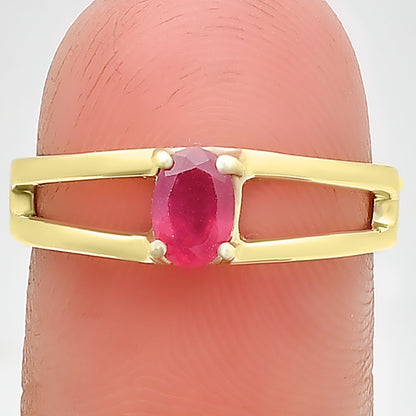 Oval Cut Birth Gemstone Ring in 18K Gold Over Brass Split Shank Design TGR1008 RM-1754