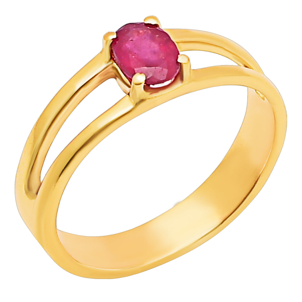 Oval Cut Birth Gemstone Ring in 18K Gold Over Brass Split Shank Design TGR1008 RM-1754