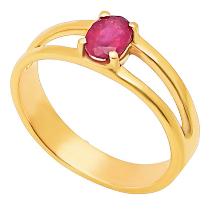 Oval Cut Birth Gemstone Ring in 18K Gold Over Brass Split Shank Design TGR1008 RM-1754