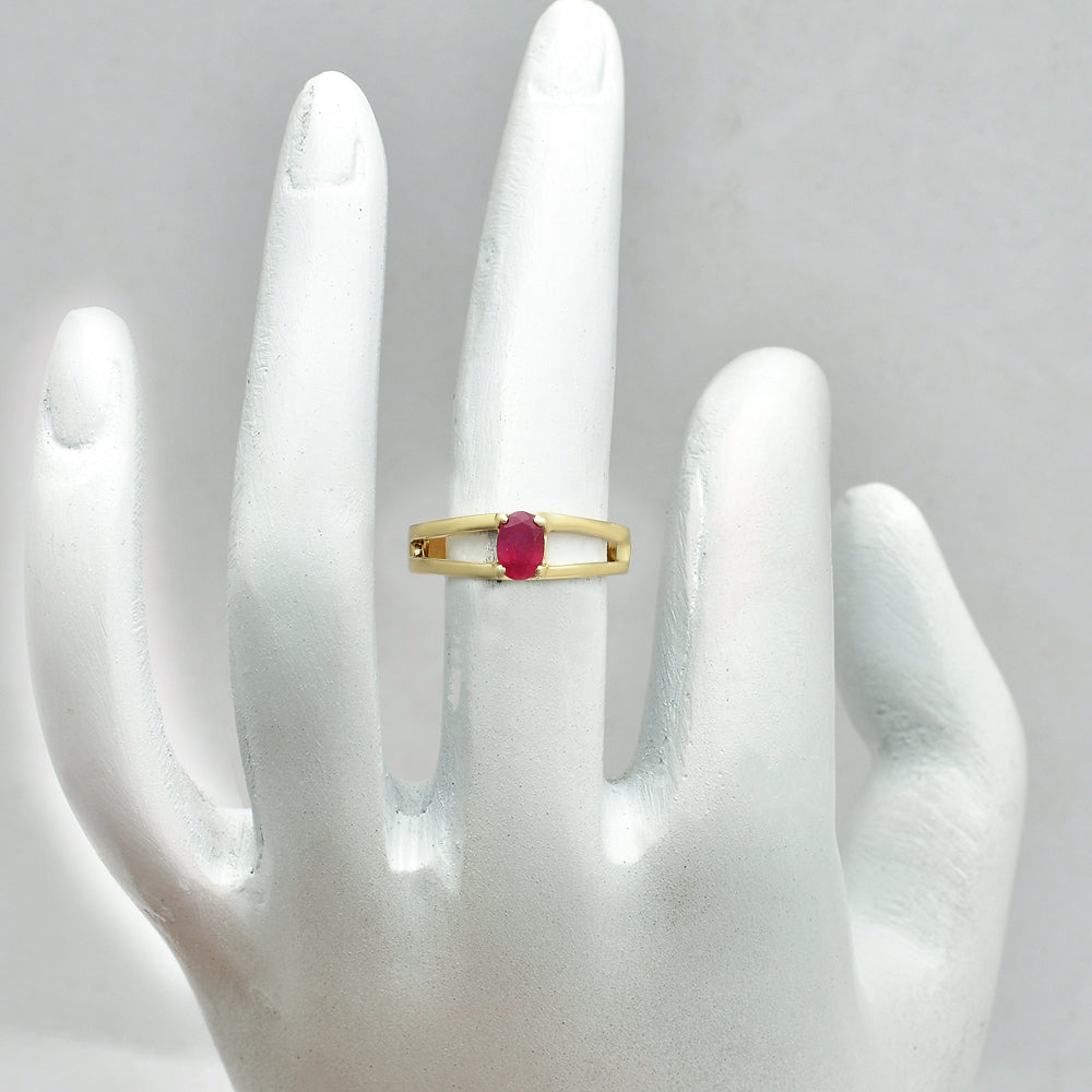 Oval Cut Birth Gemstone Ring in 18K Gold Over Brass Split Shank Design TGR1008 RM-1754