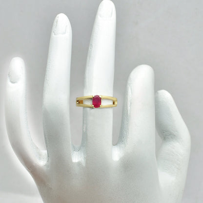 Oval Cut Birth Gemstone Ring in 18K Gold Over Brass Split Shank Design TGR1008 RM-1754
