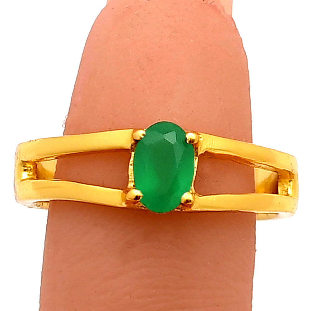 Oval Cut Birth Gemstone Ring in 18K Gold Over Brass Split Shank Design TGR1008 RM-1754