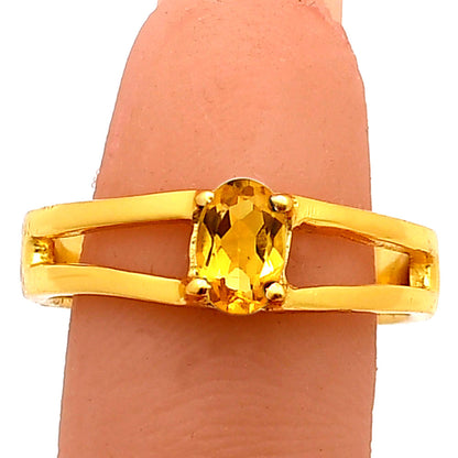 Oval Cut Birth Gemstone Ring in 18K Gold Over Brass Split Shank Design TGR1008 RM-1754