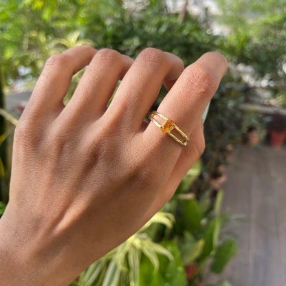 Oval Cut Birth Gemstone Ring in 18K Gold Plated Split Shank Design TGR1008 RM-1754