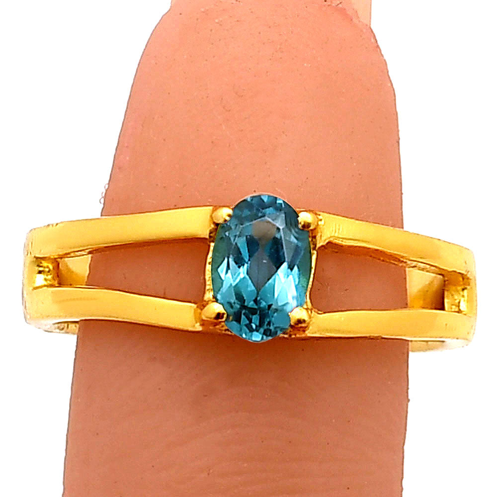 Oval Cut Birth Gemstone Ring in 18K Gold Over Brass Split Shank Design TGR1008 RM-1754