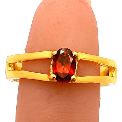Oval Cut Birth Gemstone Ring in 18K Gold Over Brass Split Shank Design TGR1008 RM-1754