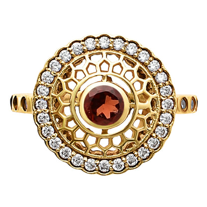 18K Gold Plated Round Halo Gemstone Ring Jewelry with CZ Accents TGR1009 RM1735
