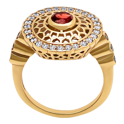 18K Gold Plated Round Halo Gemstone Ring Jewelry with CZ Accents TGR1009 RM1735