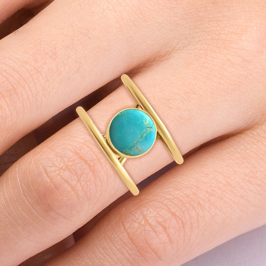 18K Gold Over Brass Round Gemstone Double Band Ring Jewelry for Women TGR1010 RM1742