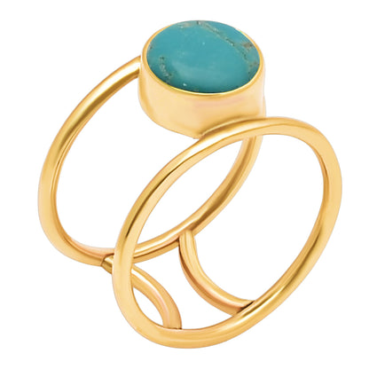 18K Gold Plated Round Gemstone Double Band Ring Jewelry for Women TGR1010 RM1742