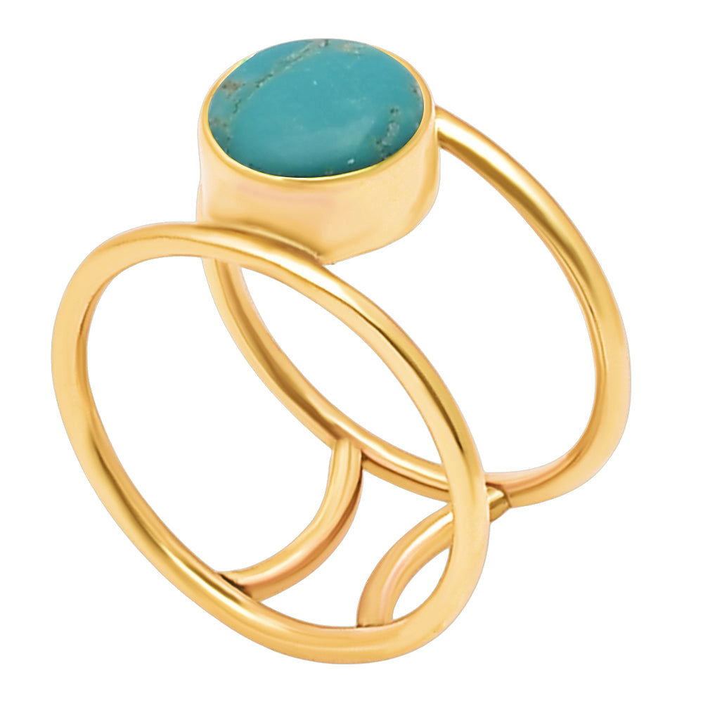 18K Gold Plated Round Gemstone Double Band Ring Jewelry for Women TGR1010 RM1742