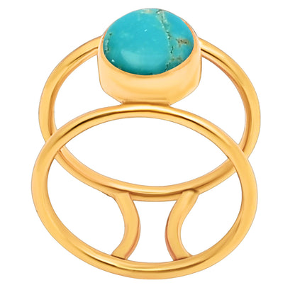 18K Gold Plated Round Gemstone Double Band Ring Jewelry for Women TGR1010 RM1742