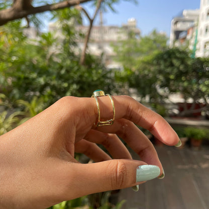 18K Gold Plated Round Gemstone Double Band Ring Jewelry for Women TGR1010 RM1742