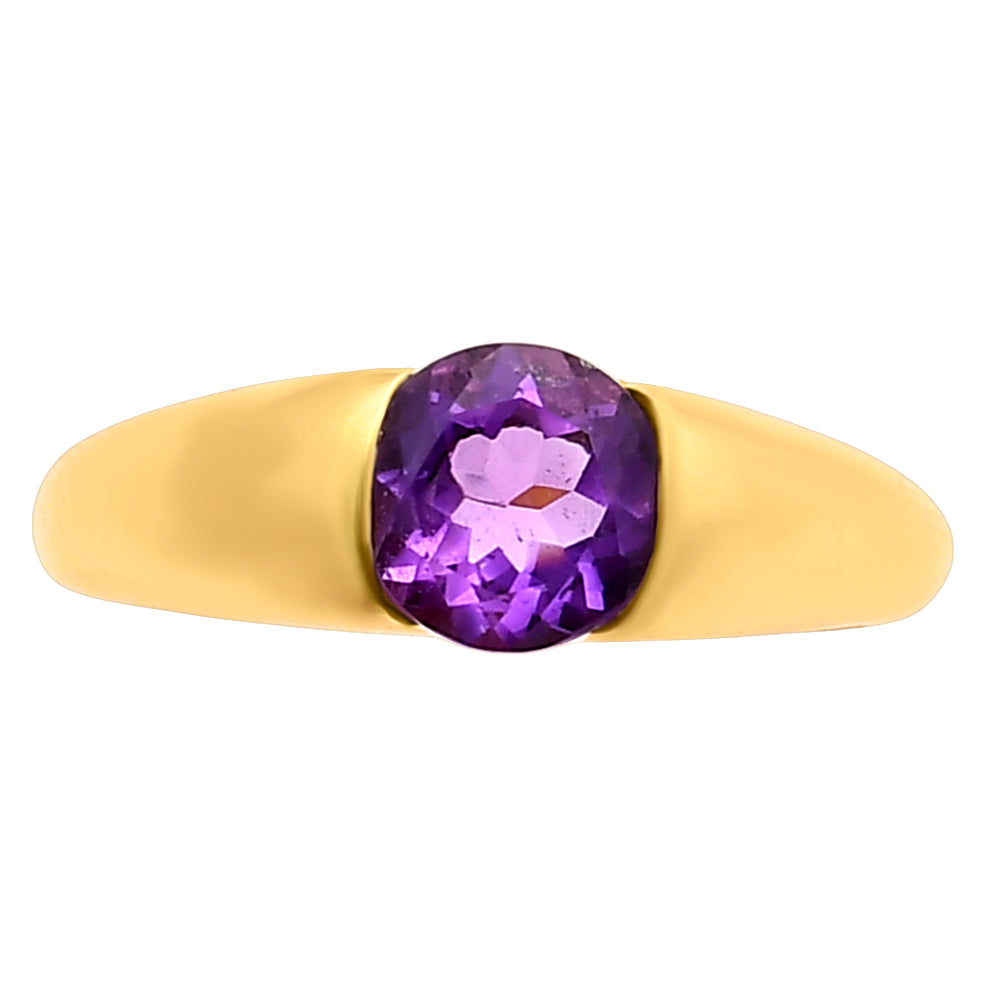 18K Gold Plated Brass Smooth Band Round Gemstone Statement Ring Jewelry TGR1011 RM-1743