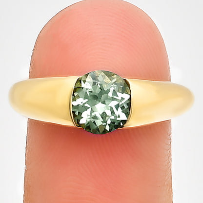 18K Gold Plated Brass Smooth Band Round Gemstone Statement Ring Jewelry TGR1011 RM-1743