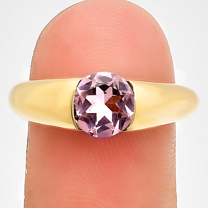 18K Gold Plated Brass Smooth Band Round Gemstone Statement Ring Jewelry TGR1011 RM-1743