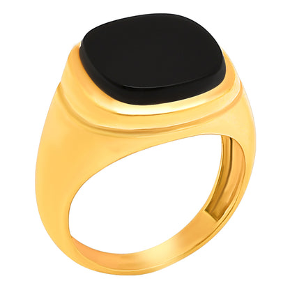 Bold Cushion Green/Black Onyx Statement Ring Jewelry 18K Gold Plated TGR1012 RM-1115