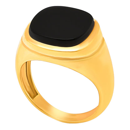 Bold Cushion Green/Black Onyx Statement Ring Jewelry 18K Gold Plated TGR1012 RM-1115