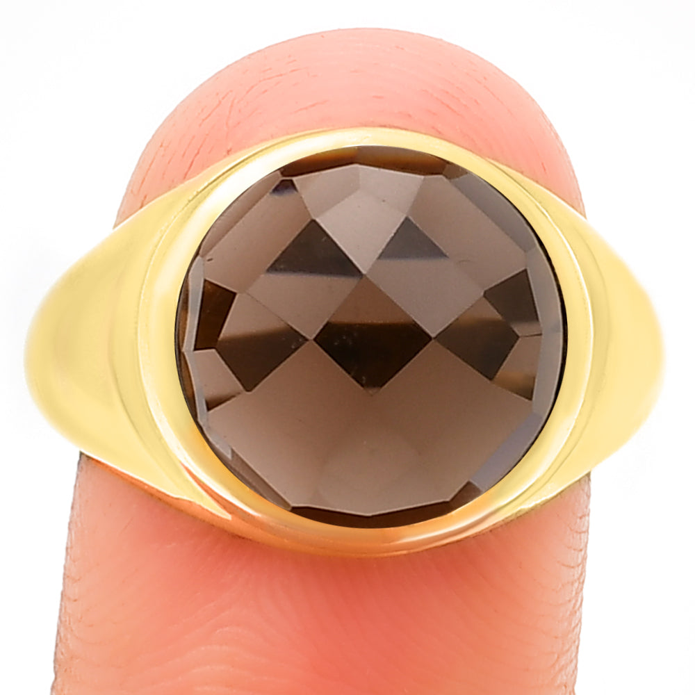 Classic Round Cabochon Gemstone Signet Ring Jewelry 18K Gold Over Brass TGR1013 RM-1115