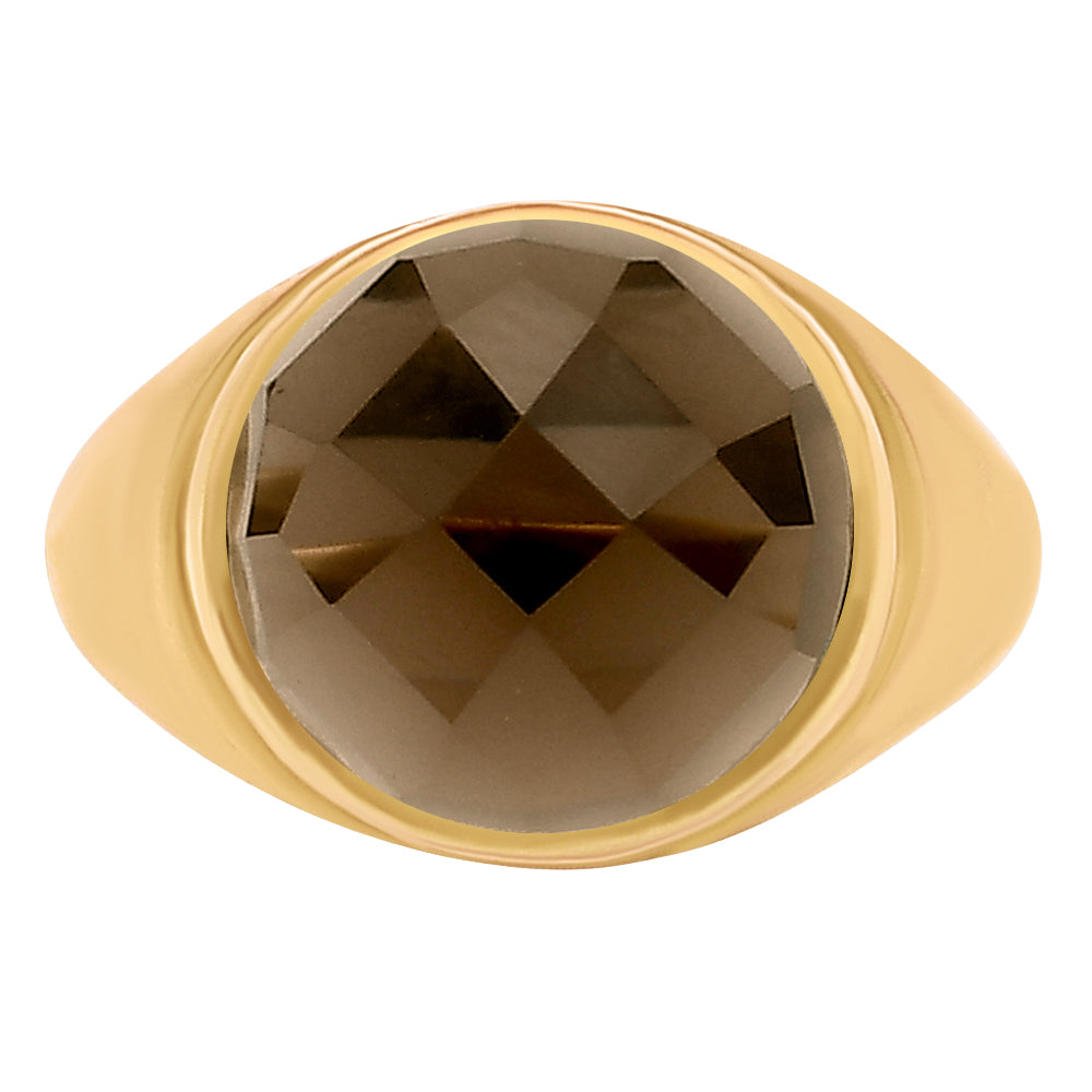 Classic Round Cabochon Gemstone Signet Ring Jewelry 18K Gold Over Brass TGR1013 RM-1115