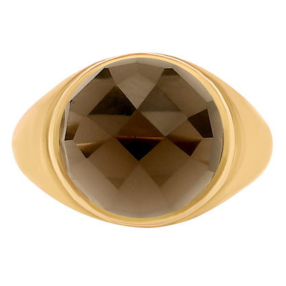 Classic Round Cabochon Gemstone Signet Ring Jewelry 18K Gold Over Brass TGR1013 RM-1115