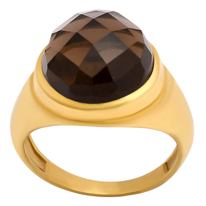 Classic Round Cabochon Gemstone Signet Ring Jewelry 18K Gold Over Brass TGR1013 RM-1115