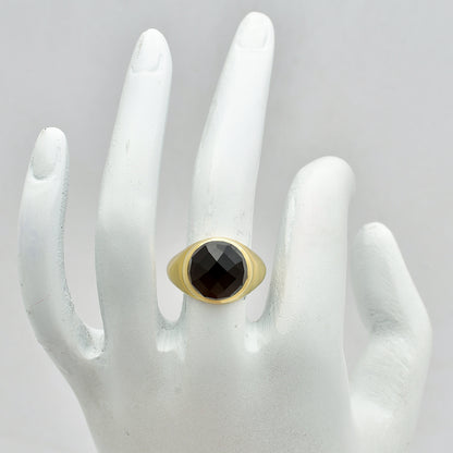 Classic Round Cabochon Gemstone Signet Ring Jewelry 18K Gold Over Brass TGR1013 RM-1115