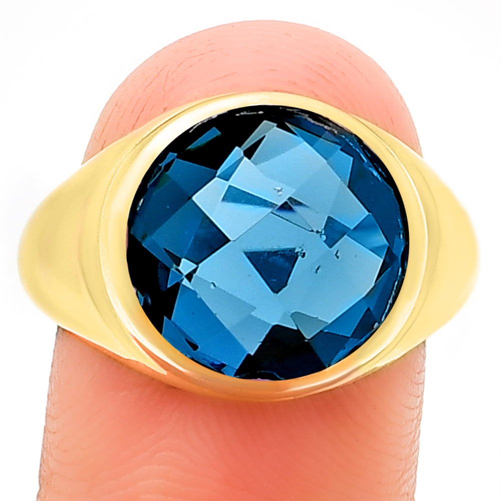 Classic Round Cabochon Gemstone Signet Ring Jewelry 18K Gold Over Brass TGR1013 RM-1115