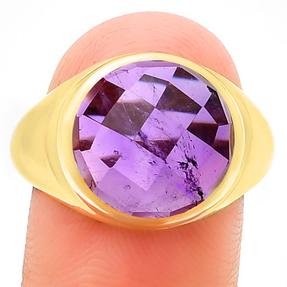 Classic Round Cabochon Gemstone Signet Ring Jewelry 18K Gold Over Brass TGR1013 RM-1115