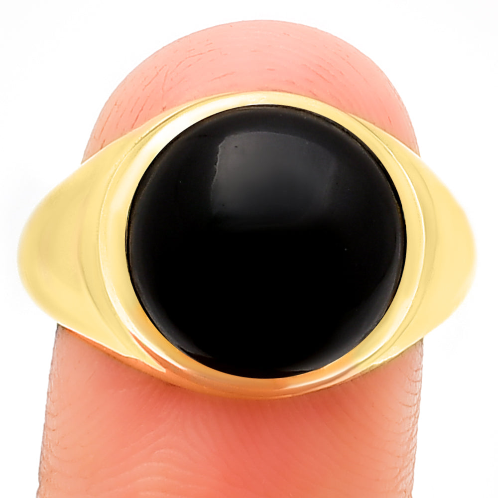 Classic Round Cabochon Gemstone Signet Ring Jewelry 18K Gold Over Brass TGR1013 RM-1115