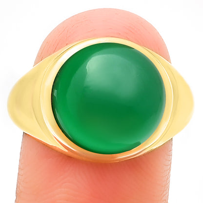 Classic Round Cabochon Gemstone Signet Ring Jewelry 18K Gold Over Brass TGR1013 RM-1115