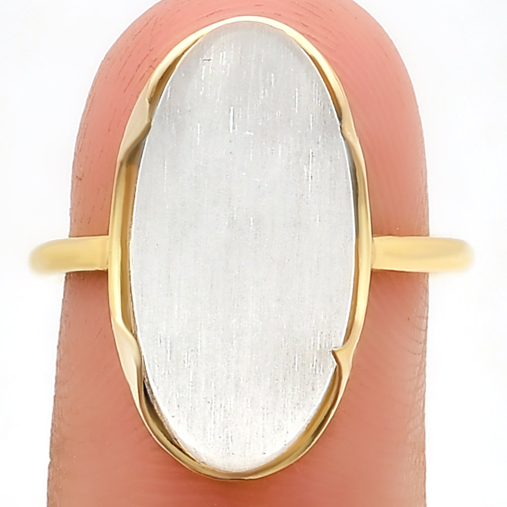 18K Gold Over Brass Long Oval Colorful Gemstone Statement Ring for Women TGR1014 RM-1747