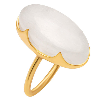 18K Gold Over Brass Long Oval Colorful Gemstone Statement Ring for Women TGR1014 RM-1747