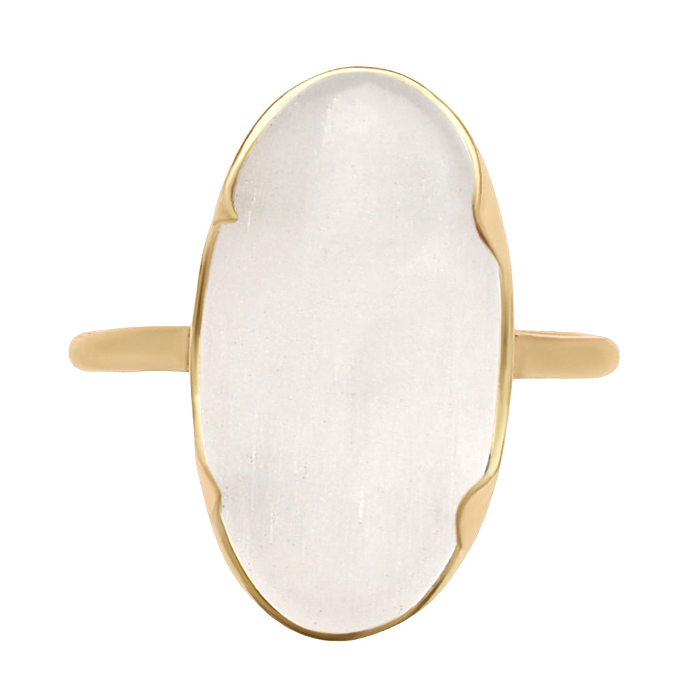 18K Gold Over Brass Long Oval Colorful Gemstone Statement Ring for Women TGR1014 RM-1747