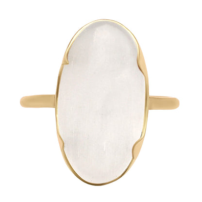 18K Gold Over Brass Long Oval Colorful Gemstone Statement Ring for Women TGR1014 RM-1747