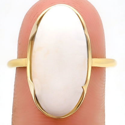 18K Gold Over Brass Long Oval Colorful Gemstone Statement Ring for Women TGR1014 RM-1747