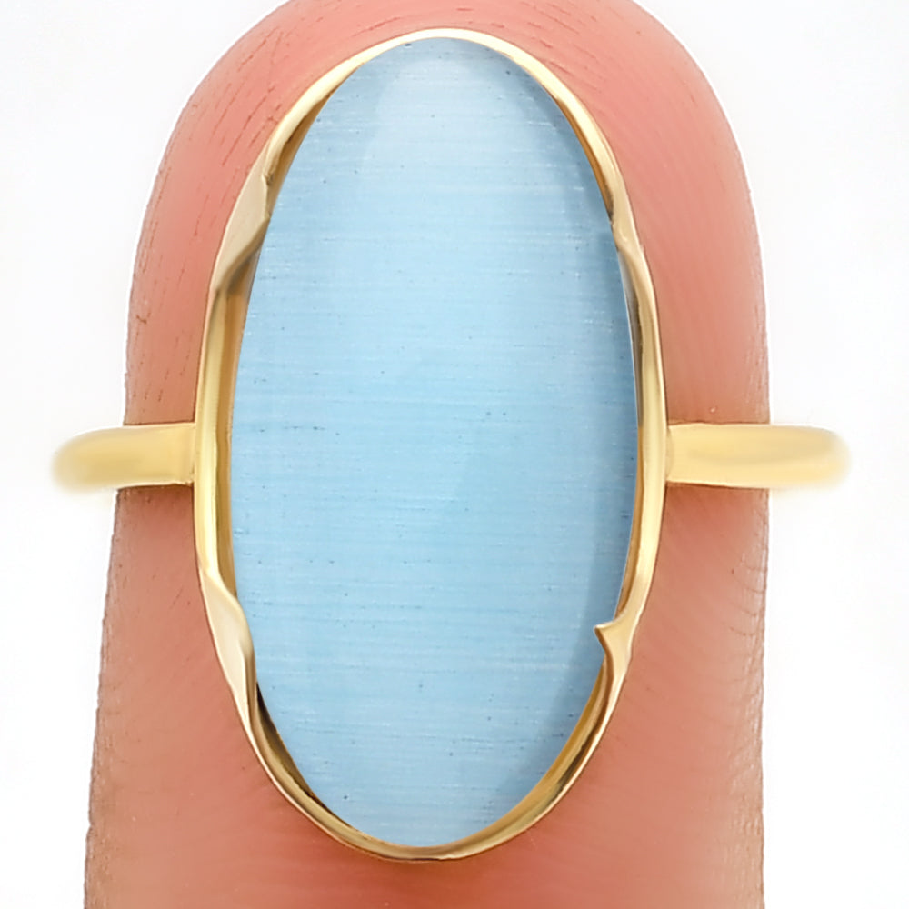 18K Gold Over Brass Long Oval Colorful Gemstone Statement Ring for Women TGR1014 RM-1747