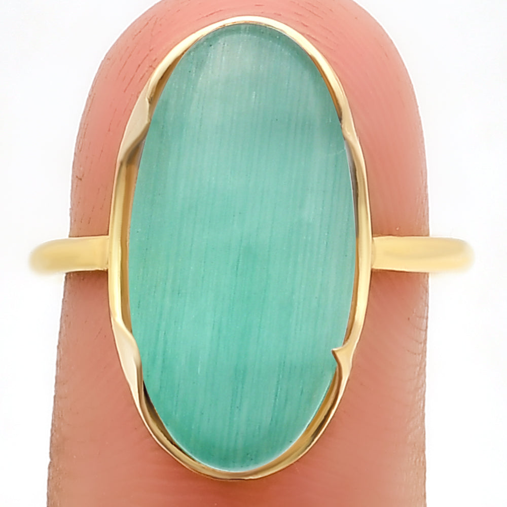 18K Gold Over Brass Long Oval Colorful Gemstone Statement Ring for Women TGR1014 RM-1747