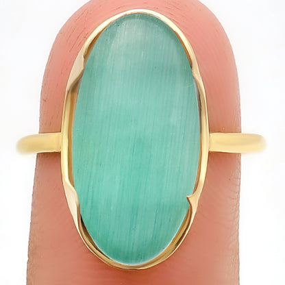 18K Gold Over Brass Long Oval Colorful Gemstone Statement Ring for Women TGR1014 RM-1747