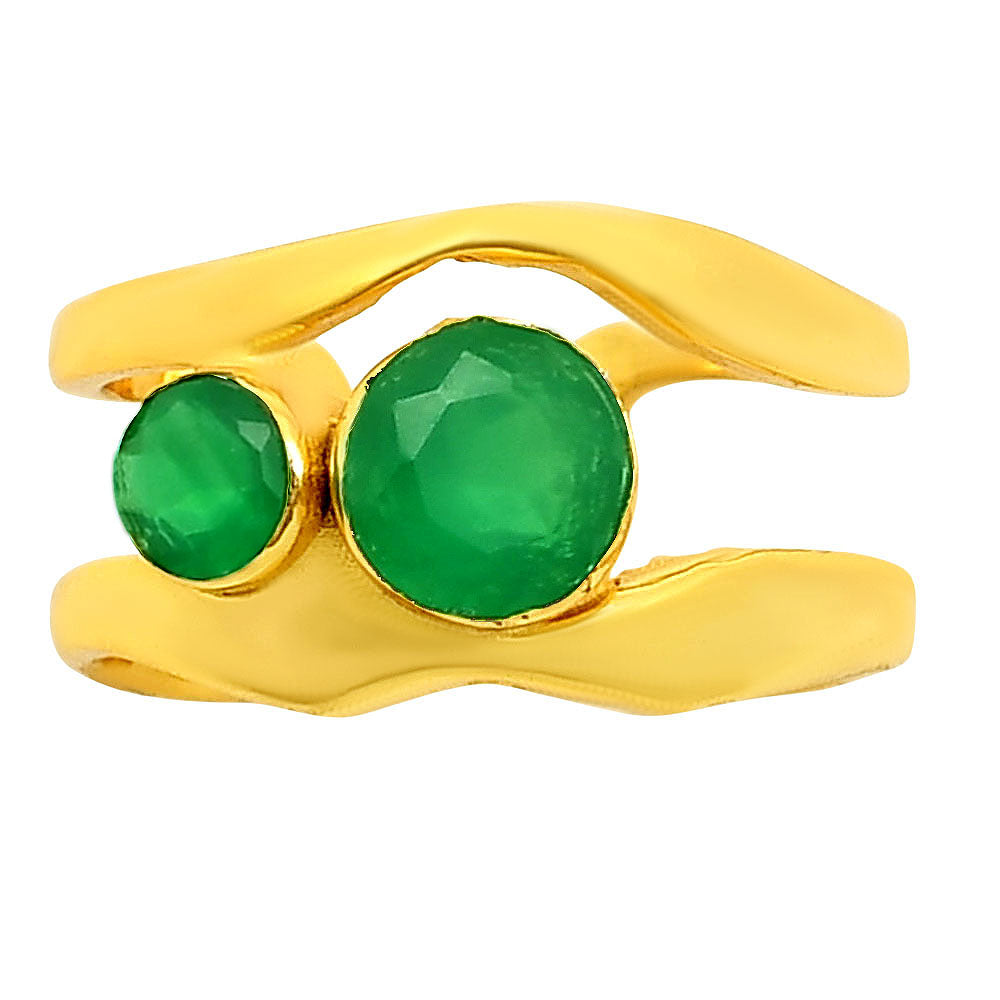 18K Gold Over Brass Double Round Green onyx/Amethyst Wrap Ring for Women TGR1017 RM-1752