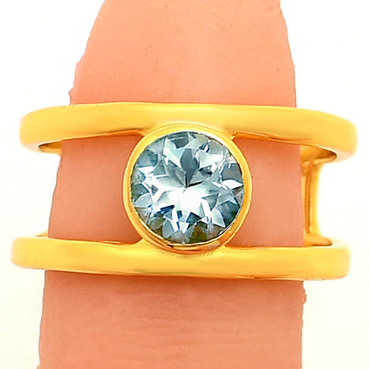 18K Gold Plated Brass Birthstone Two Band Ring in Multi Gemstone Options TGR1018 RM-1750