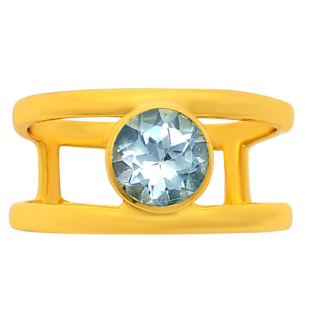 18K Gold Plated Brass Birthstone Two Band Ring in Multi Gemstone Options TGR1018 RM-1750