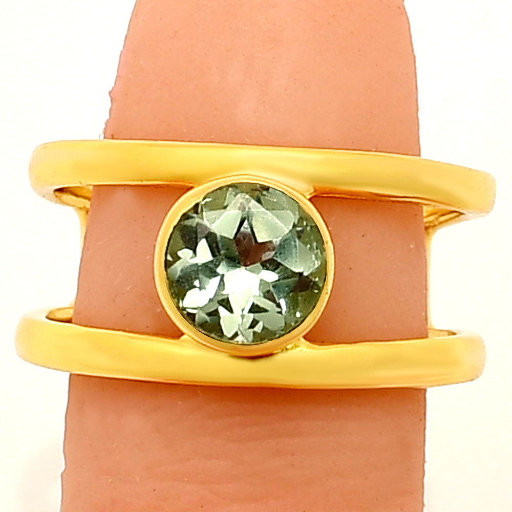 18K Gold Plated Brass Birthstone Two Band Ring in Multi Gemstone Options TGR1018 RM-1750