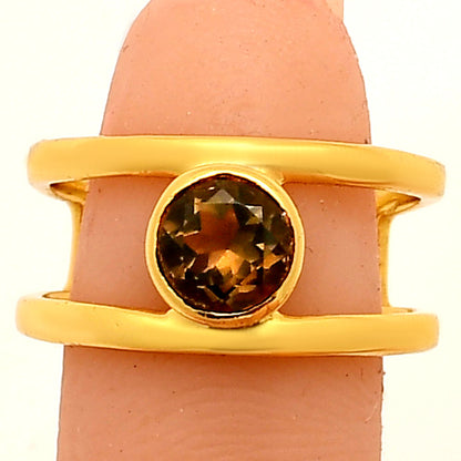 18K Gold Plated Brass Birthstone Two Band Ring in Multi Gemstone Options TGR1018 RM-1750