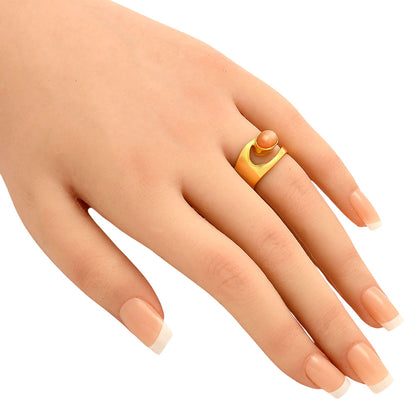 18K Gold Plated Oval Gemstone Open Band Ring – Boho Style Jewelry TGR1019 RM-1751