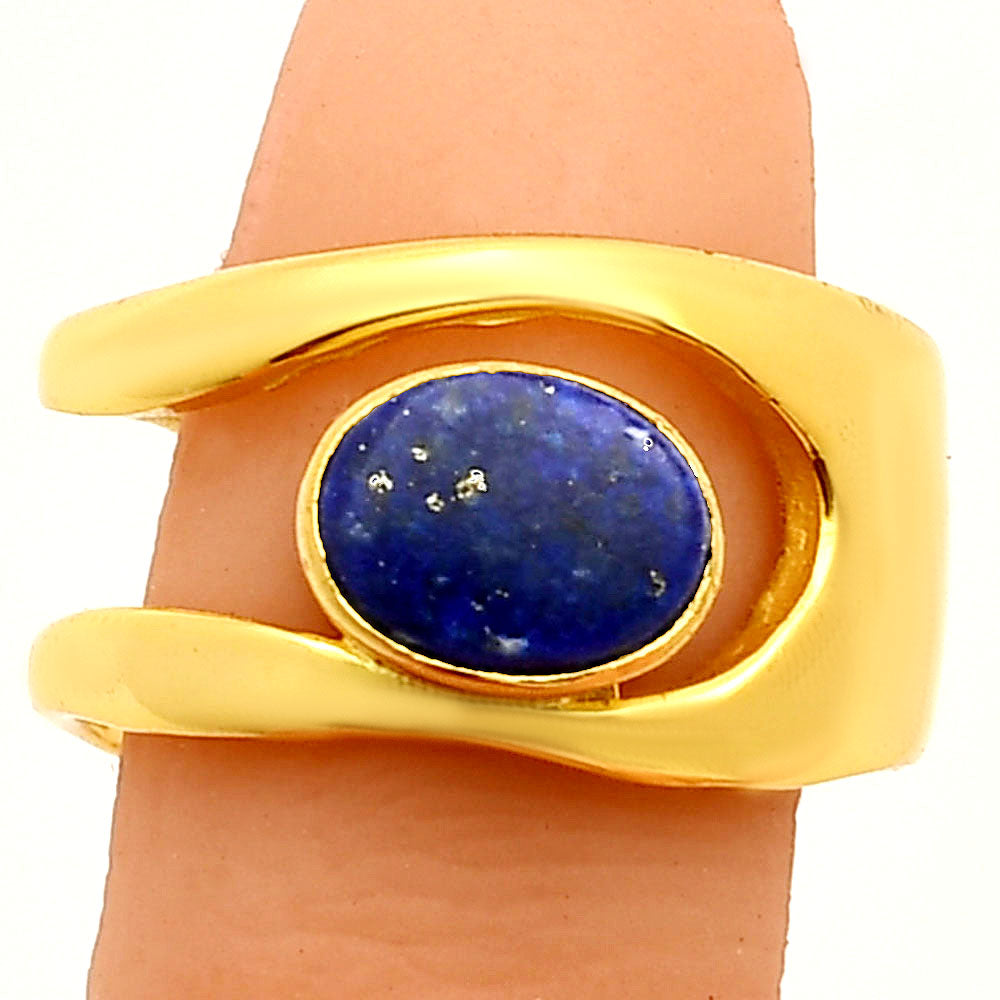 18K Gold Plated Oval Gemstone Open Band Ring – Boho Style Jewelry TGR1019 RM-1751