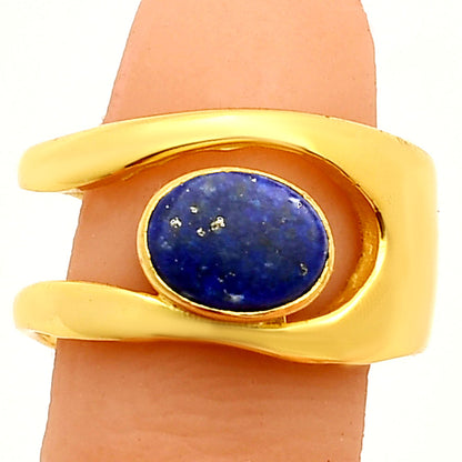 18K Gold Plated Oval Gemstone Open Band Ring – Boho Style Jewelry TGR1019 RM-1751