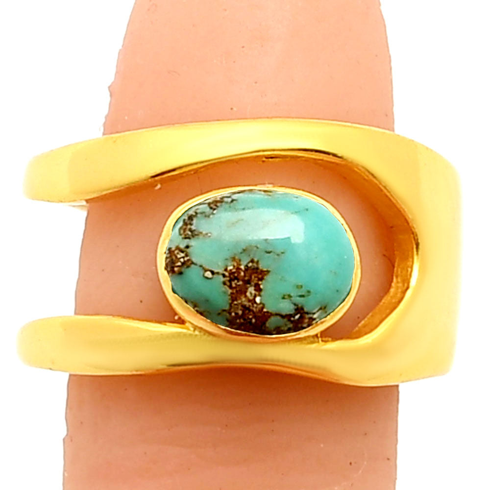 18K Gold Plated Oval Gemstone Open Band Ring – Boho Style Jewelry TGR1019 RM-1751