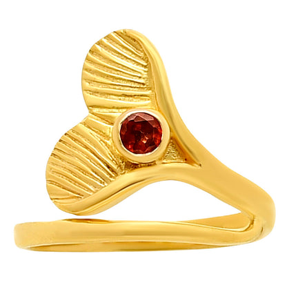 18K Gold Plated Mermaid Tail Design Birthstone Ring for Women TGR1020 RM-1070